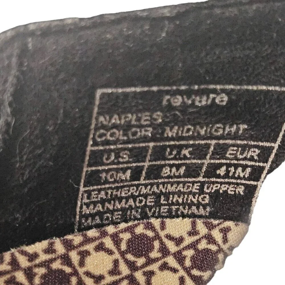 Revere Naples Midnight Black Comfort Shoes Size 10 M US/8 UK/41 EU Leather Upper